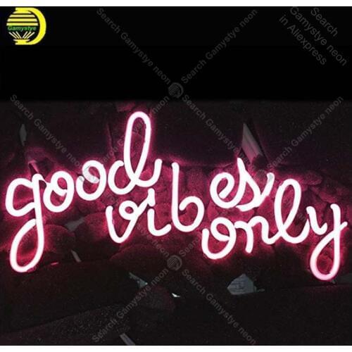 Neon Sign GOOD VIBES ONLY Real Glass For Gift Home Bedroom Beer Bar Pub Decor Neon Light Signs Aesthetic Room Decor Wall Light