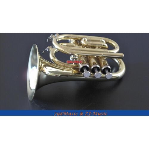 New Gold Lacquer Pocket Trumpet Bb horn With Case