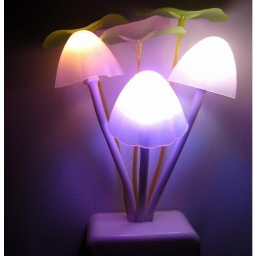 Novelty Mushroom Fungus Night Light EU&US Plug Light Sensor 3 LED Colorful Mushroom Lamp Led Night Lights for baby