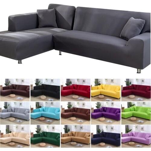 Solid Color Sofa Cover Elastic L-section Corner Sofa Needs to Order 2 Piece Sofa Cover