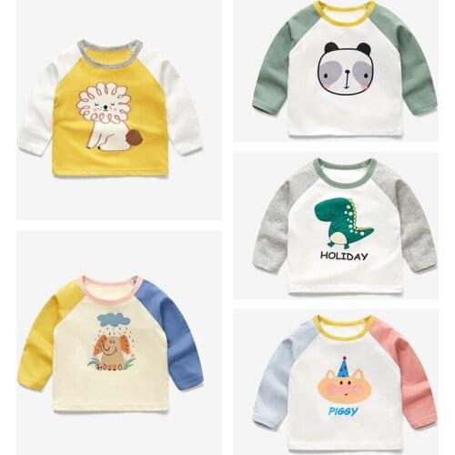 2021 Autumn Baby Girls Primer Shirt Pure Cotton Long Sleeve Hoodies Baby Boys T Shirts Kids Clothes Casual Single Piece Tops