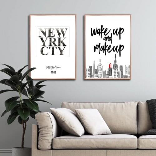 Wake Up Poster New York City Canvas Painting Make UP Wall Art Print Quote Modern Picture For Living Room On The Wall Home Decor