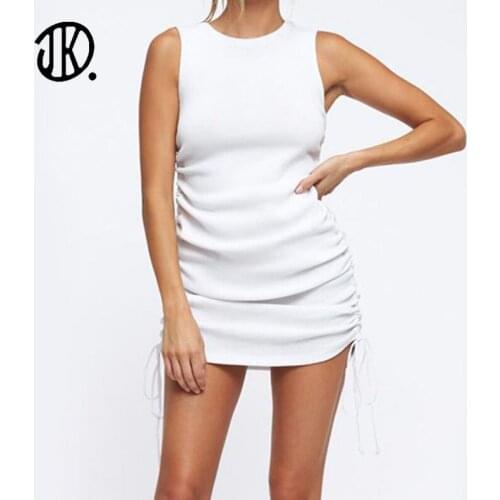 2021 Sleeveless Bandage Party Dress Sexy Solid Mini Dresses Summer Woman Fashion Streetwears Nightclub Outfits Sundress For Lady