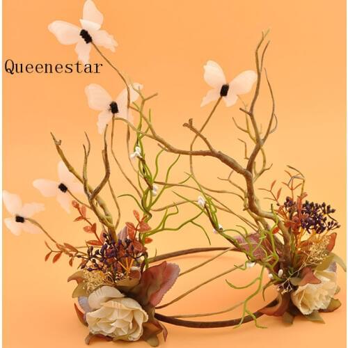 2019 Handmade Forest Flower Headbands Women Wedding Bridemaid Crown Costume Party Hairband Horse Race Floral Hair Accessories