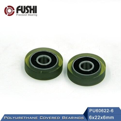 PU 606 Polyurethane Covered Bearing 6*22*6 mm ( 2 Pcs ) Shaft 6mm PU60622-6 Urethane Cover PU606 Bearings