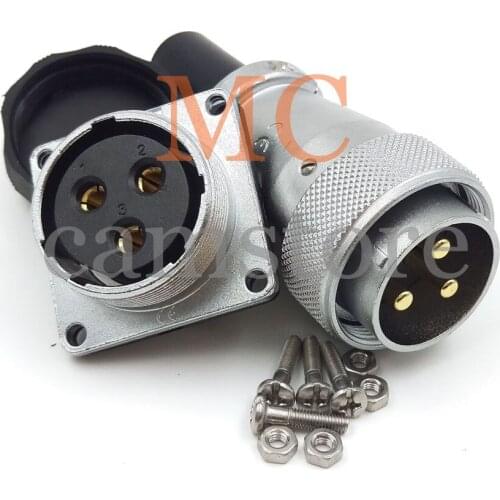 WS28 3pin Aviation Power Cable Connector, 500V Bulkhead High Voltage Panel Mount Plug Socket Connector
