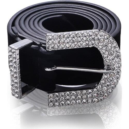 Fashion Luxury Rhinestone Belt High Quality Designer Women Square Needle Buckle Belts Fashion Clothing Accessories Waistband