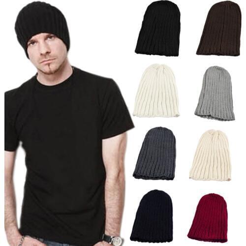 Fashion Korean Autumn Winte Men Women Turban Hat Solid Color Unisex Knitted Beanies Keep Warm Casual Crochet Cap New