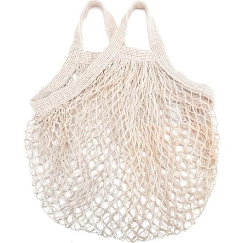 1PCS Large Cotton Totes Shopping Bags foldable Mesh Net String Shopping Bag Reusable Shopping bags Fruit Storage Handbag