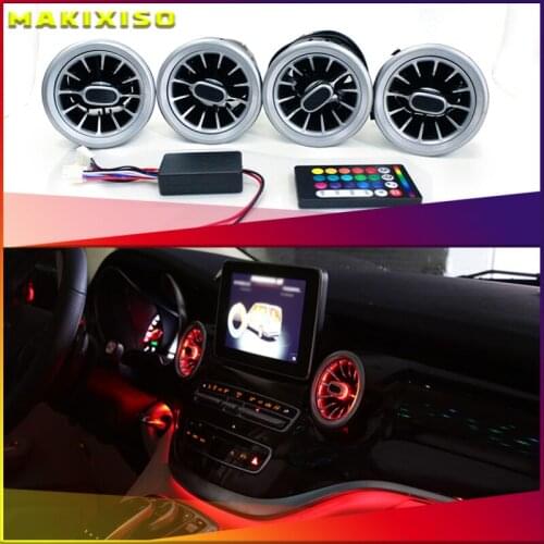 LED Air Outlet 64 Colors For Mercedes Benz V Class W447 Vito V250 Interior Front Console Air Condition AC Vent Turbo Style