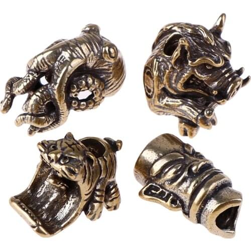 Titanium Retro Brass Knife Beads Lanyard Pendants Rope Cord Spartan EDC Beads Pendants Tools