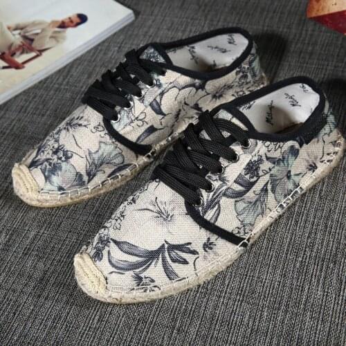 Summer Fashion Couple Morning Glory Straw Shoes Cover Wear Outdoor Loafers Male Flower Print Flat Shoes Women Large Size 36-45