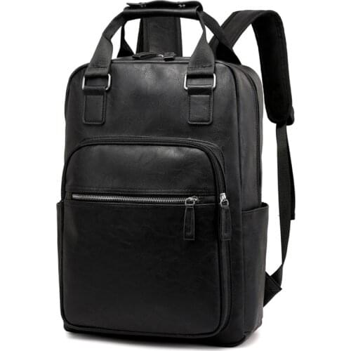 Waterproof 15.6 Inch Laptop Backpack Men Leather Backpacks for Teenager Travel Bag Casual Daypacks Mochila Male