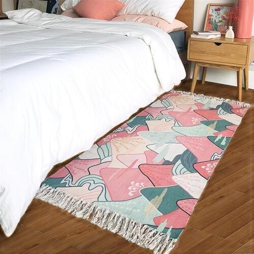 High Japanese style style design tessel edge cotton area rug for bedside living room tapetes para casa sala tapis salon