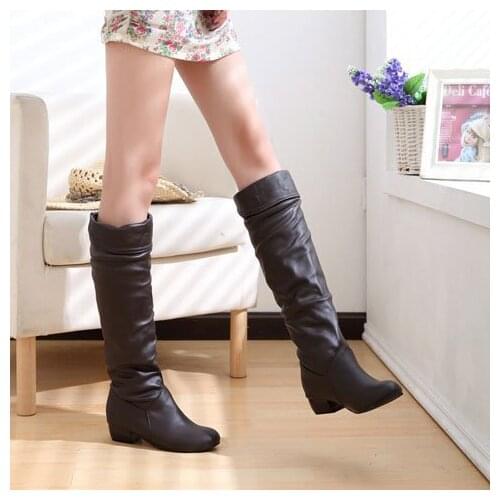 Plus size 34-43 fashion new arrival Winter Mid-Calf Women Boots Black White flats heels half boots autumn Snow boots vc1261