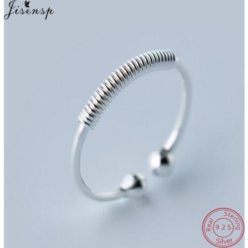 Jisensp Women Multi Line Silver Jewelry Ring Adjustable Real 925 Jewelry Silver Rings Cute Geometric Bague Finger anillos mujer