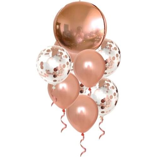 1 set 4D Rose Gold wedding decorations balloons Foil metallic shiny Stars globes Birthday Party Decor Supplies Helium ballons
