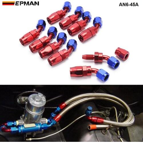 10pcs /set 45 Degree AN6 Aluminum Oil cooler Hose Fitting Fuel Push-On Hose End fittings Adaptor AN6-45A