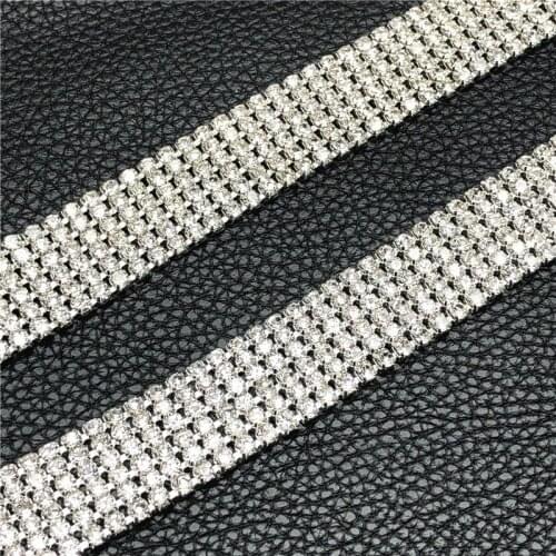 10Yards Clear Glass Crystal Trimming Rhinestone Compact Close Chain Trims 6 Rows Wedding Accessories
