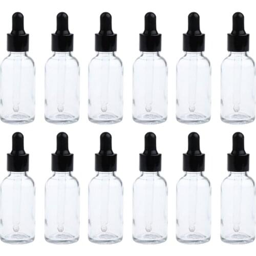 12pcs 20ml Refillable Glass Dropper Bottles - Multi-purpose Empty Essential Oil Vials Liquid Cosmetic Containers
