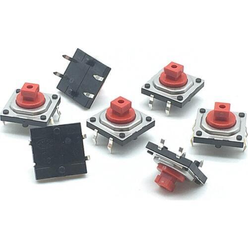 20PCS SKQEACA010 Push Button Switch Momentary Type 12x12x7.3mm Red Button Tact Switch