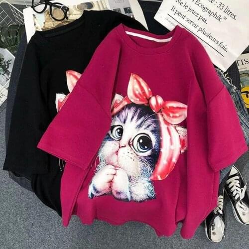 2021 Cotton Girls Summer New Korean Style Childrens Loose All-Match Kid Cartoon Printed Short-Sleeved T-shirt