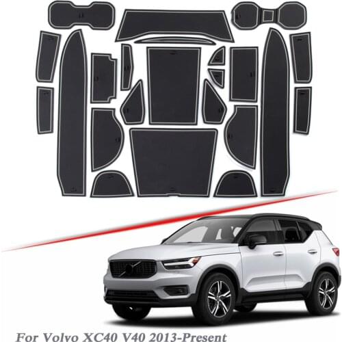 23pcs Car Styling For Volvo XC40 V40 2013-2020 Latex Gate slot pad Interior Door Groove Mat Non-slip dust Mat Interior Accessory