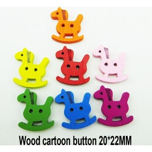50PCS cock horse painting colors wood cartoons buttons coat boots sewing clothes accessories WCB191