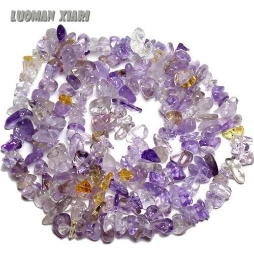 AAA+ Quality 5-8mm Gravel shape Ametrines Stone Beads For Jewelry Making Diy Bracelet Purple Yellow Crystal Beads Strand 34