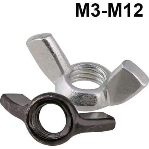 White Zinc/Black Zinc Plated Butterfly Nut Hand Tighten Wing Nuts M3 M4 M5 M6 M8 M10 M12