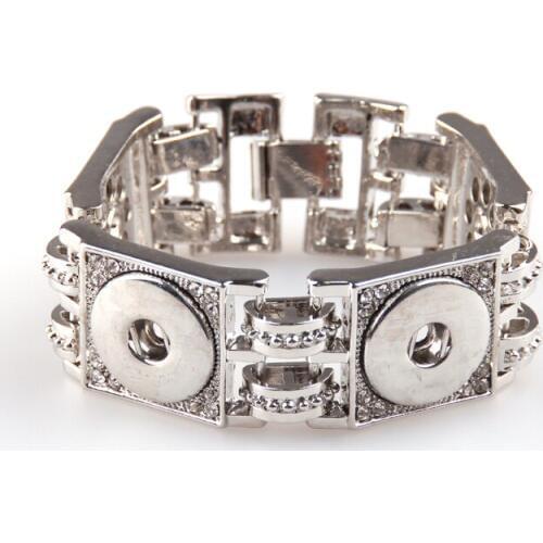 Free shipping hot selling high quality 5 rhinestone crystal metal press button bracelet alloy bracelets for 1.8-2cm