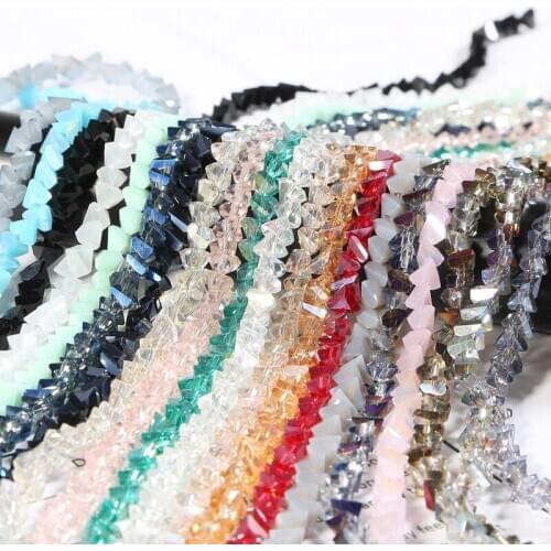 50Pcs 5x6mm Glass Beads Triangle Shape Chip Spacer Crystal beads for handmade jewelry making Bracelet Earrings Findings DIY