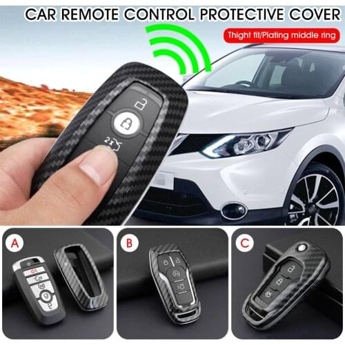 Car Key Case Remote Key Fob Protective Cover Holder Carbon ABS Fiber for Ford Mondeo Edge Explorer Mustang F150 F250 Accessories