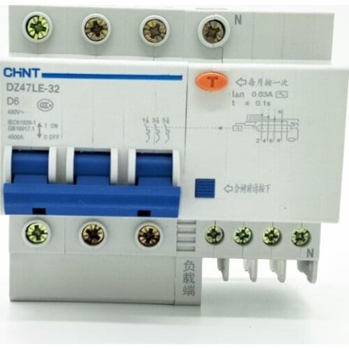 CHINT DZ47LE-32 3P+N D6A 30mA Earth Leakage Circuit Breaker/Residual Current Operated Circuit Breaker