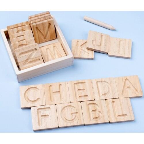 Montessori Language Toy Wooden English Letter Tracing Alphabet Geometric Cognitive Writing Board Children Early Educational Toy
