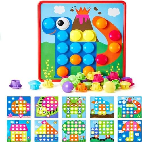 Childrens Smart 3D Educational Game Mushroom Puzzle Creative DIY Mushroom Nail Set Childrens Educational Learning Toys