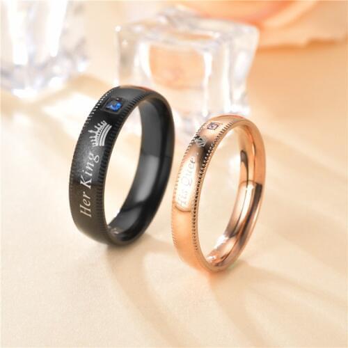 His Queen Her King Couple Ring wedding rings engagement ring rings for women stainless steel ring