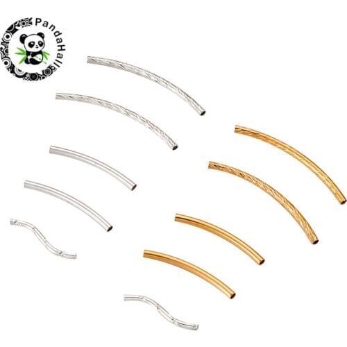 Curved Brass Tube Beads for DIY Jewelry Making Golden Sliver 25x2mm 35x2mm 100pcs/200pcs/300pcs
