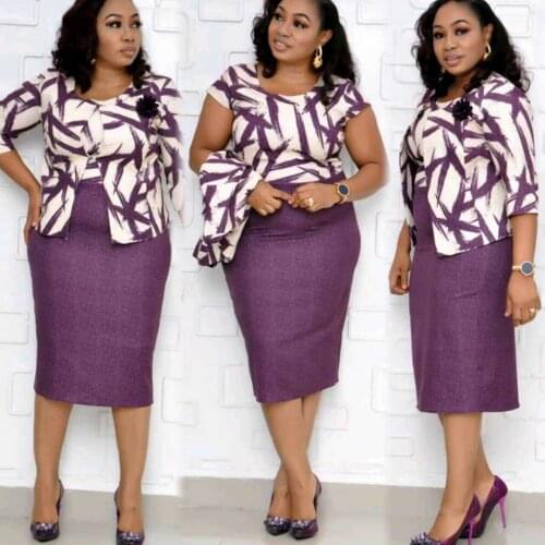 2 Piece Set African Dresses for Women Dashiki Print Elegent Fashion Style African Clothes Ladies Plus Size Knee-length Dress