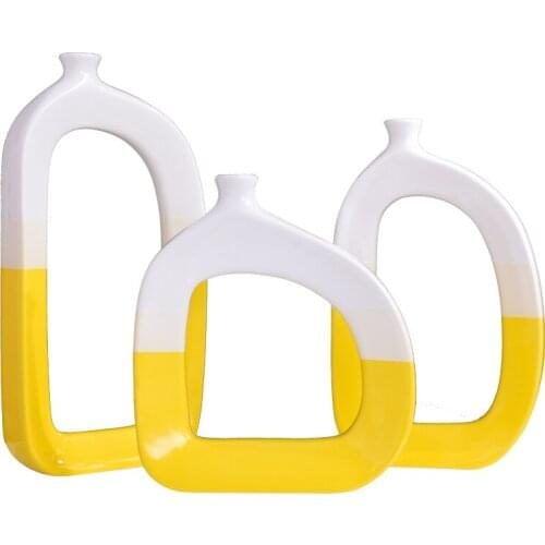 Nordic minimalist ceramic vase Modern hit color geometric home decoration Vase Furnishing Articles home living room decor vase