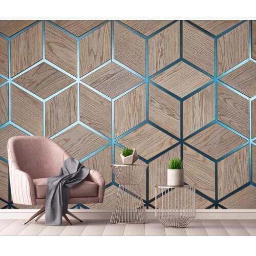 Bacal Custom 3D mural wallpaper modern simple geometric wood grain line living room sofa background wall 5d paper home decor