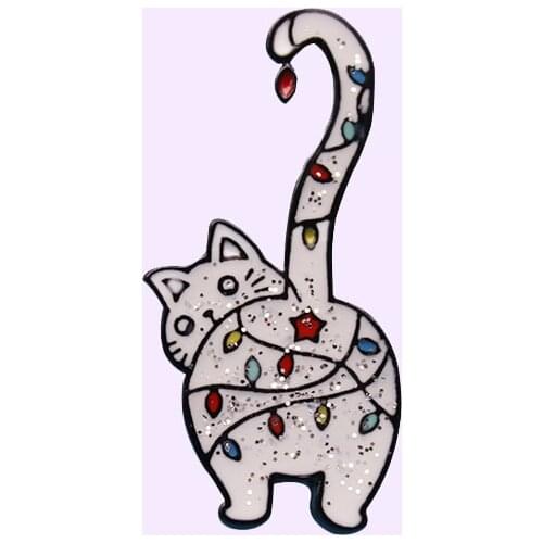 New Bling Shiny Cute Cartoon Animal White Cat Brooch With Winged Tail Childrens Decoration Fashionable Female Tide Pins