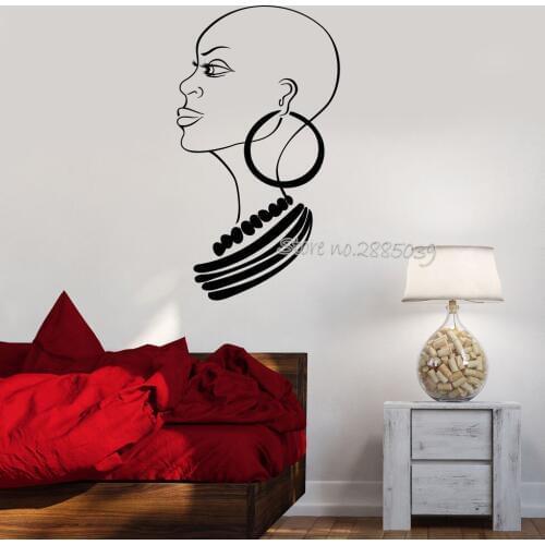 New Arrivals Removable Vinyl Decals Africa African Girl Great Decor Bedroom Wall Stickers Waterproof Poster Art Home Decor LA553