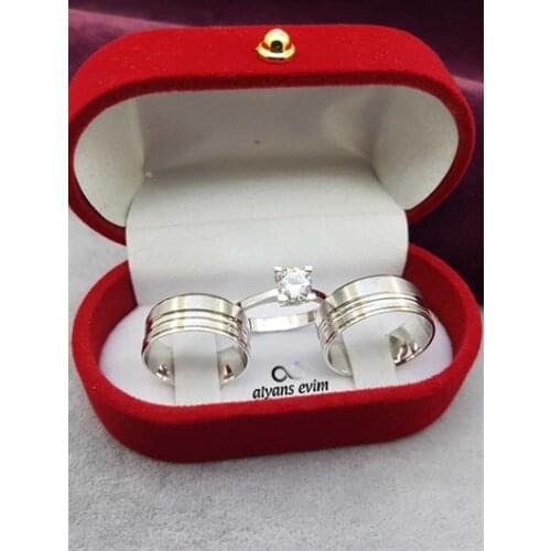 Rhodium Plated Double Silver Wedding Band Ring