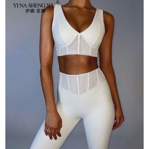 Solid Colour Sports Suit Women Sportswear Bra Set with Pad for Gym Fitness Clothes Women Yoga Workout Set Costume Sports Female