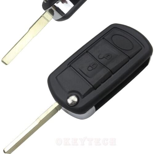 OkeyTech 3 Buttons Uncut Flip Remote Key Shell Case fit For Land Rover For Range Rover Sport LR3 Discovery Case Fob Narrow blade