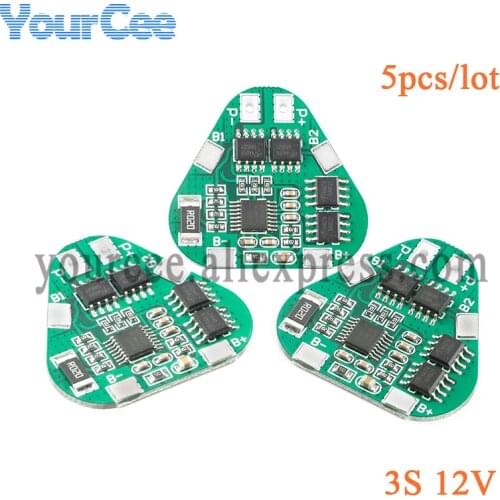 5pcs 3S 12V 18650 Lithium Battery Protection Board 11.1V 12.6V overcharge over-discharge Protect 8A 3 Cell Pack Li BMS PCM PCB