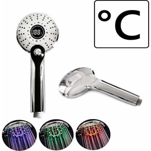 Handheld Shower Head 3 Spraying Mode Digital Temperature Control Shower Sprayer Water Saving Shower Filter LED Light Shower