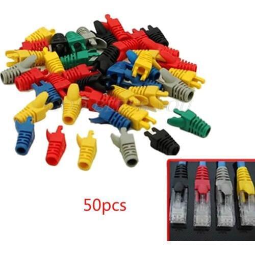 50PCS Network Tool RJ45 Cable Ends Plug Connector Cover Boots Cap Cat5 Cat6 Safety RJ45 Connector Jacket Cable Adapter