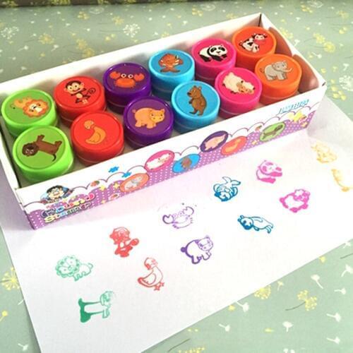 Animals Stamp Children Diy Handmade Scrapbook Photo Album Students Stamps Diary Decor Forniture Teacher Seal Kids Toy Gift